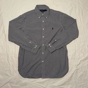 Ralph Lauren Men’s Easy Care Checkered Button-Down Dress Shirt - Blk/Wht